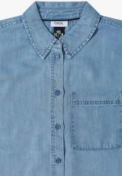 Kurzarm Hemdbluse im Denim-Look