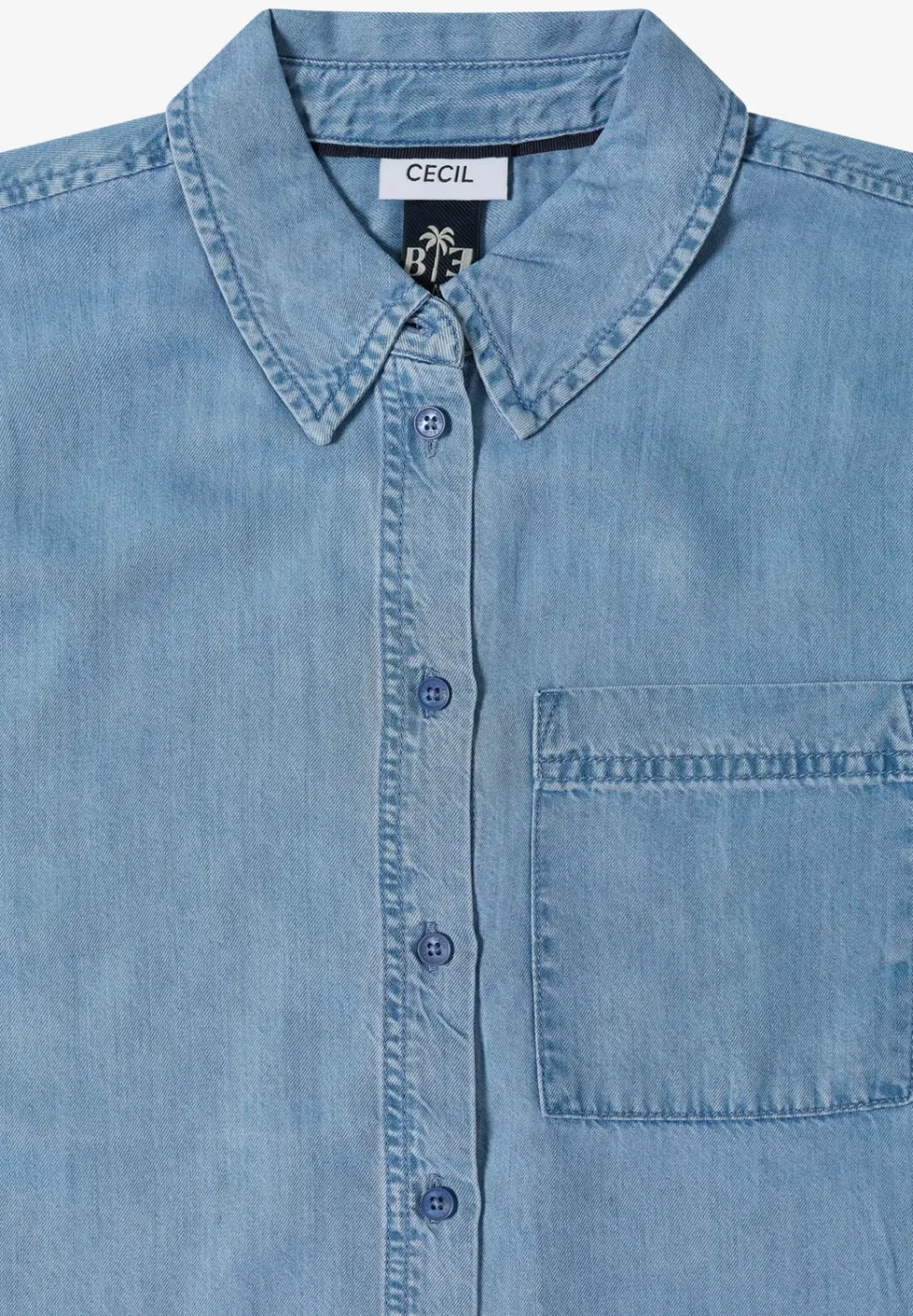 Kurzarm Hemdbluse im Denim-Look