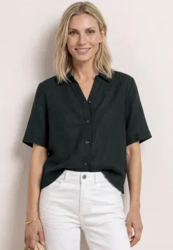 Kurzarm Hemdbluse in Unifarbe