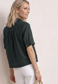 Kurzarm Hemdbluse in Unifarbe