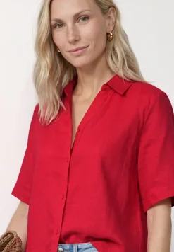 Kurzarm Hemdbluse in Unifarbe