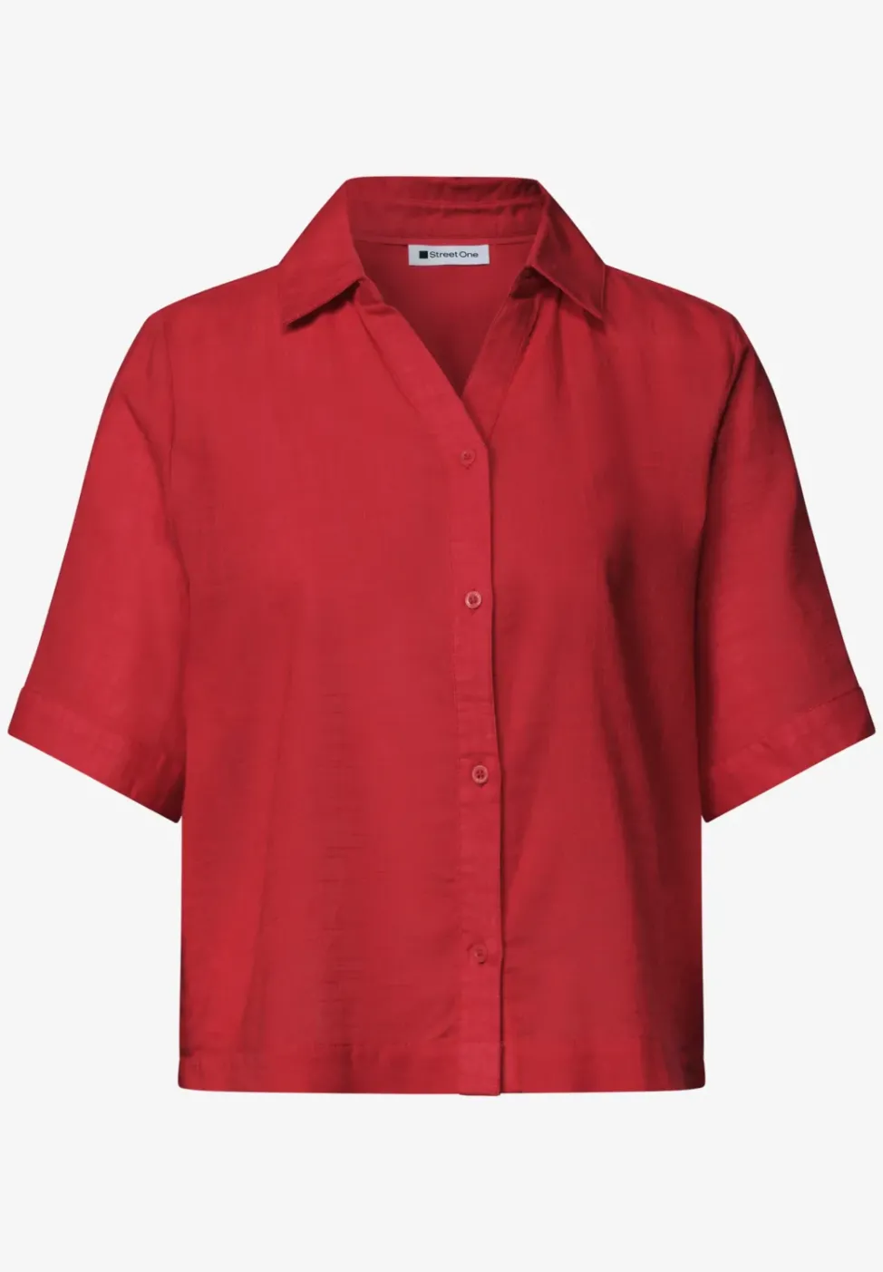 Kurzarm Hemdbluse in Unifarbe