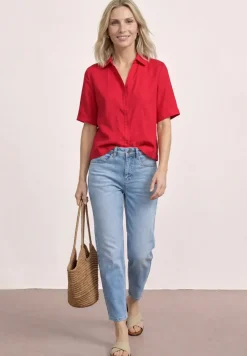 Kurzarm Hemdbluse in Unifarbe