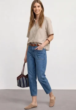 Kurzarm Hemdbluse in Unifarbe