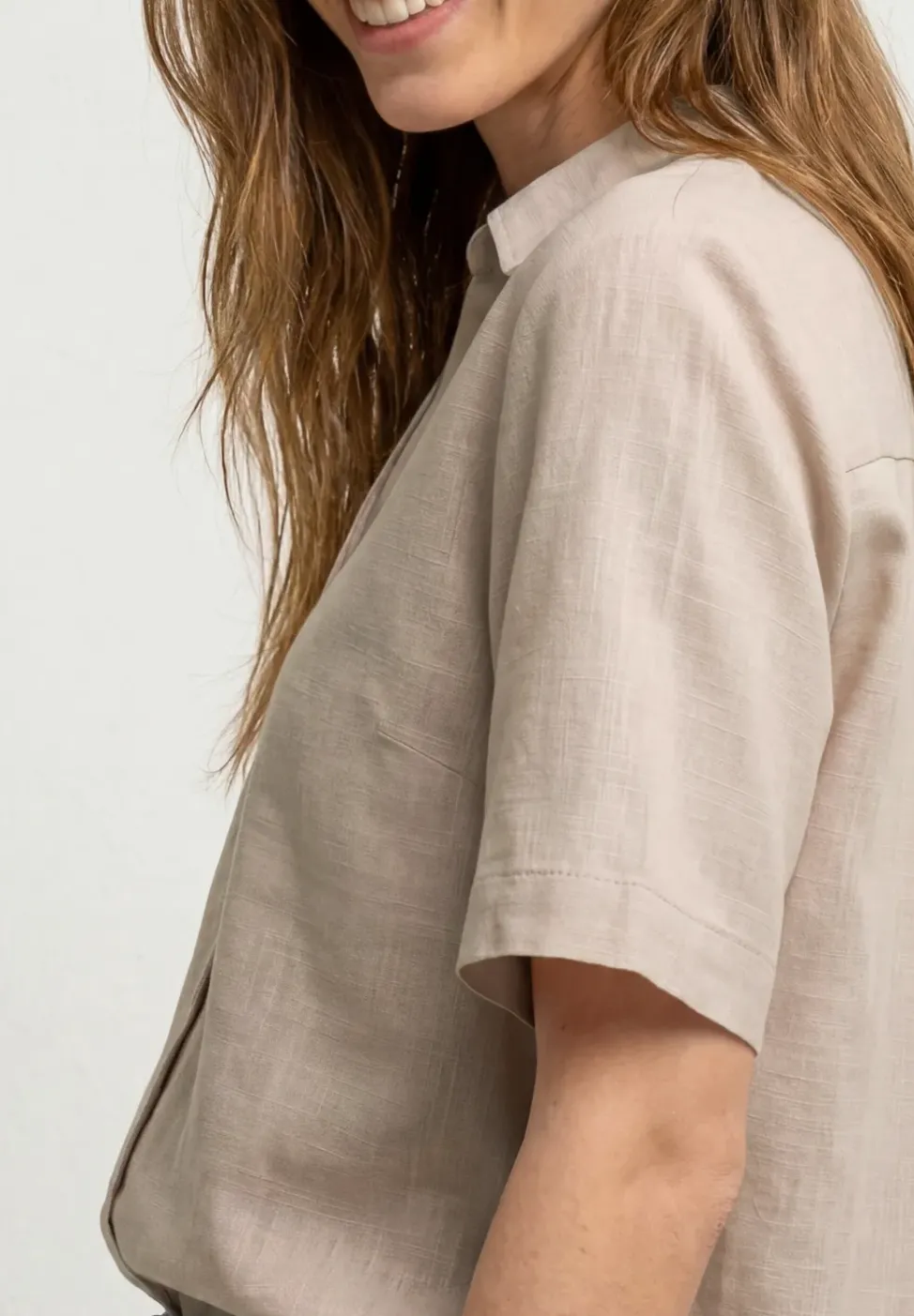 Kurzarm Hemdbluse in Unifarbe