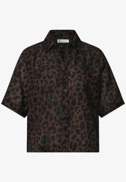 Kurzarm Hemdbluse mit Leo-Muster
