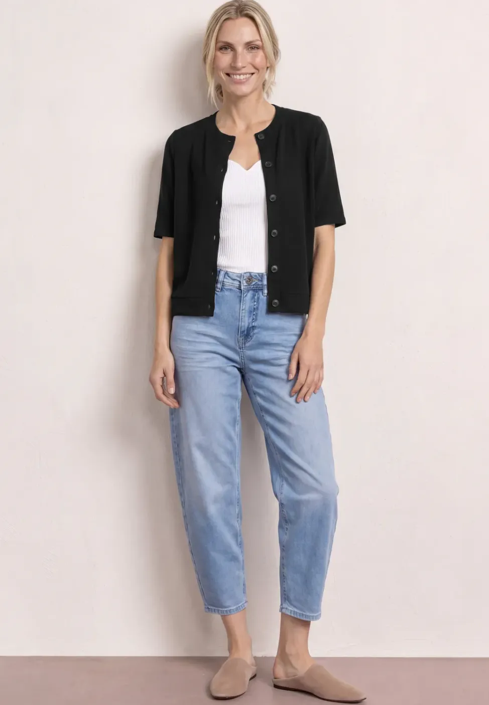 Kurzarm Jacke im Strick-Look