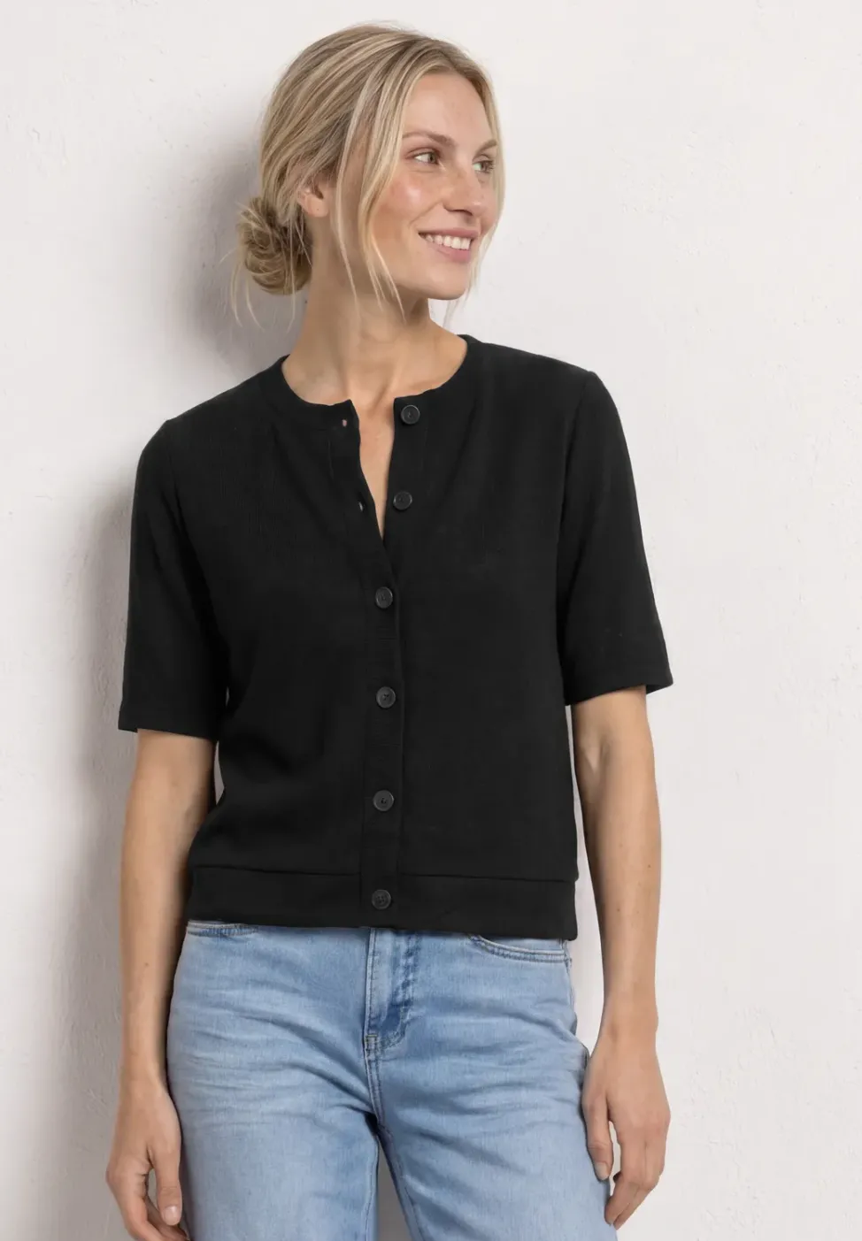 Kurzarm Jacke im Strick-Look