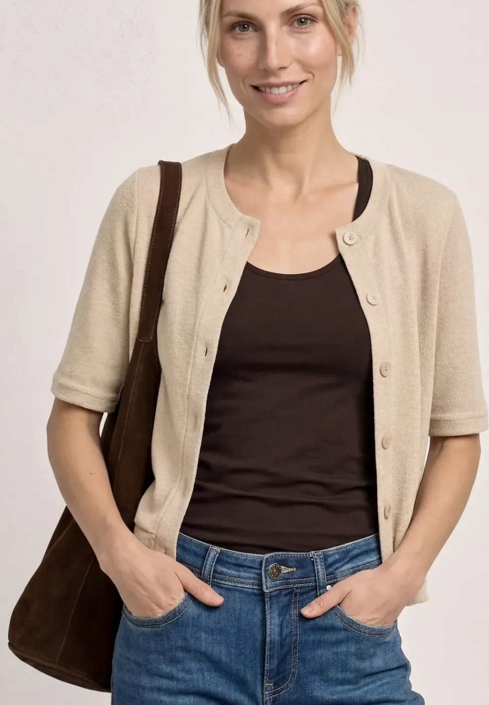 Kurzarm Jacke im Strick-Look