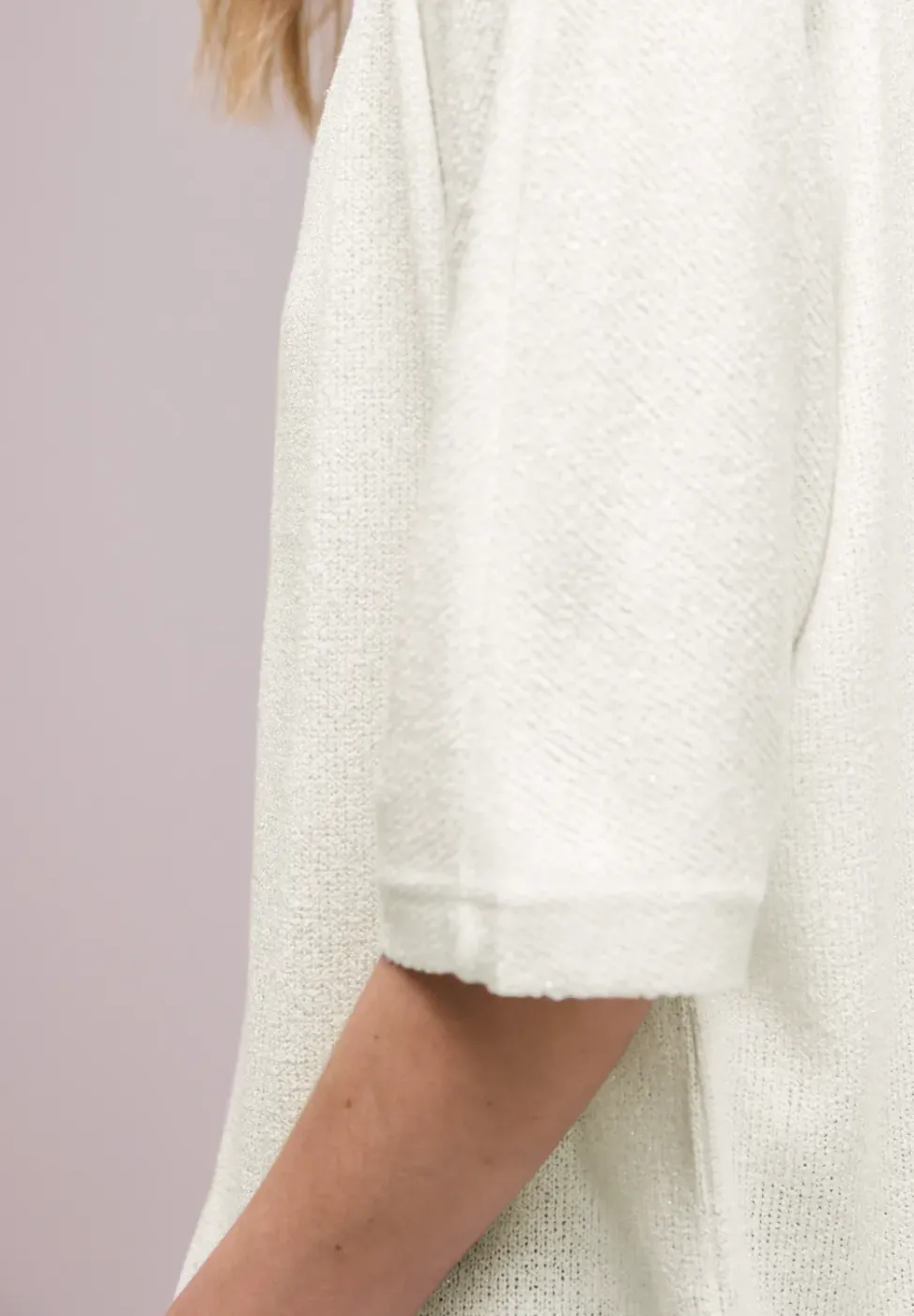 Kurzarm Jacke im Strick-Look mit Glitzer