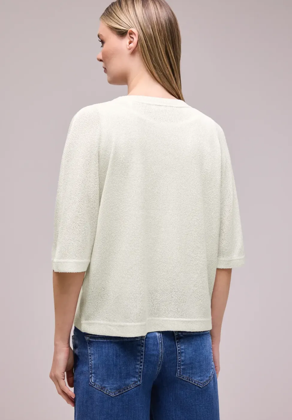 Kurzarm Jacke im Strick-Look mit Glitzer