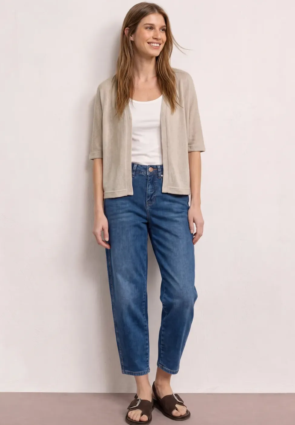 Kurzarm Jacke im Strick-Look mit Glitzer