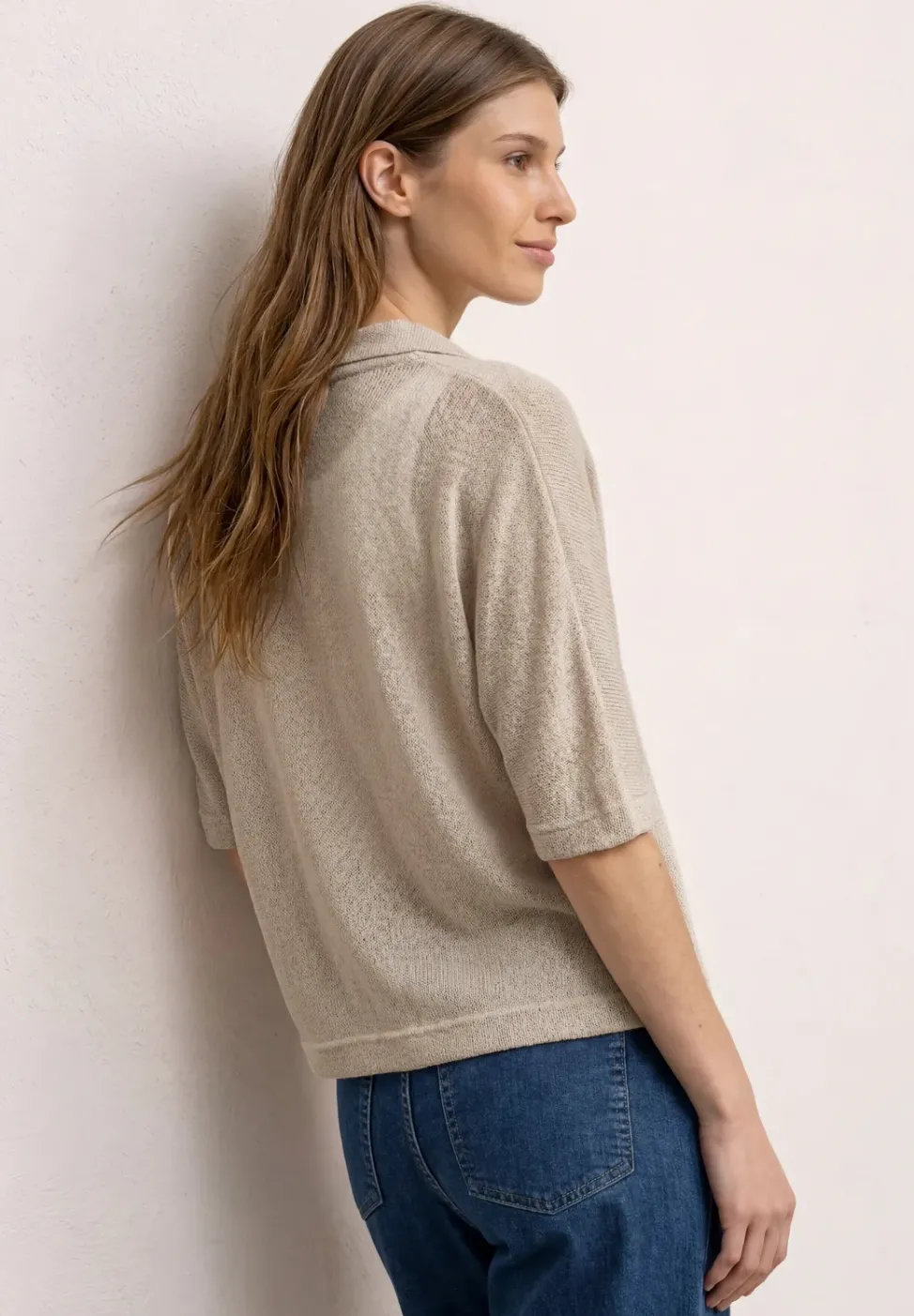 Kurzarm Jacke im Strick-Look mit Glitzer
