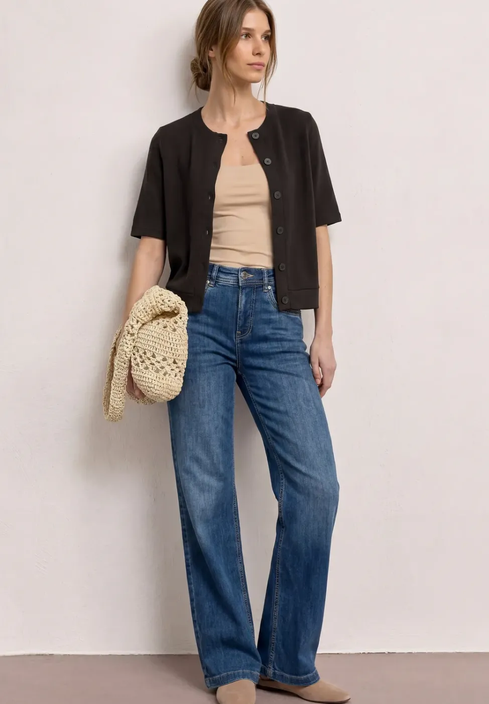 Kurzarm Jacke im Strick-Look