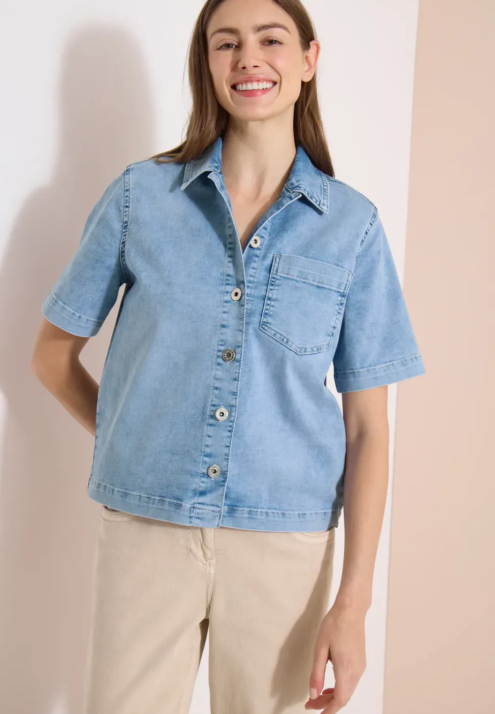 Kurzarm Overshirt mit Knopfleiste