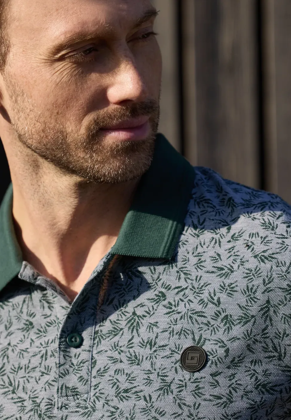 Kurzarm Oxford Poloshirt mit Print