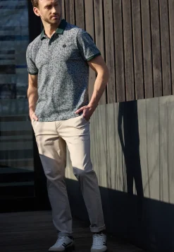 Kurzarm Oxford Poloshirt mit Print