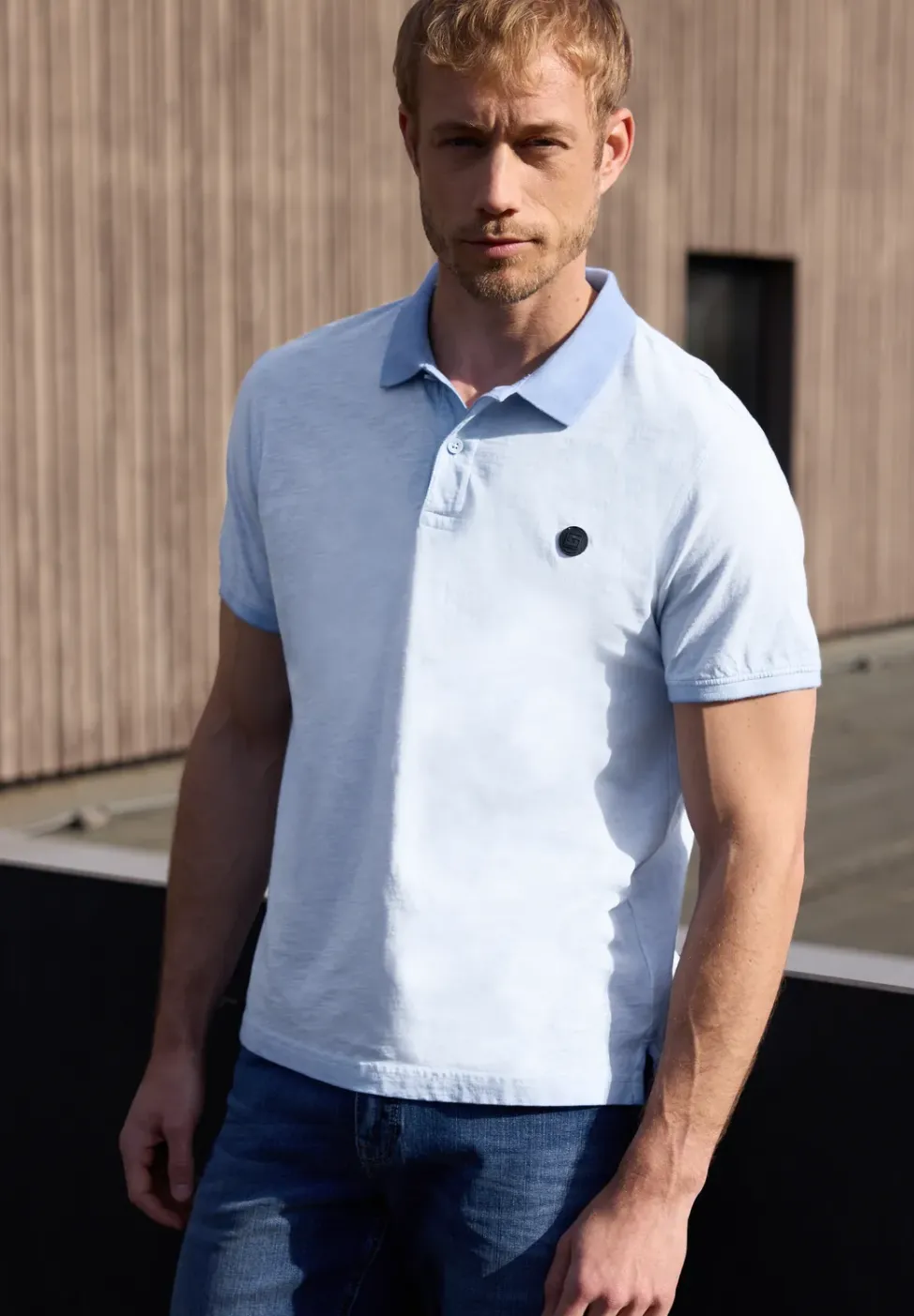 Kurzarm Poloshirt im Garment Dye Look
