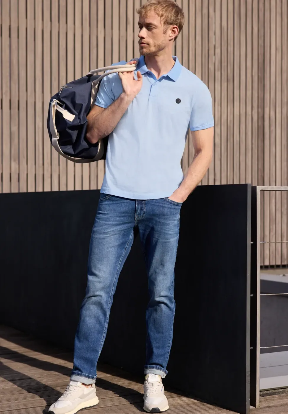 Kurzarm Poloshirt im Garment Dye Look