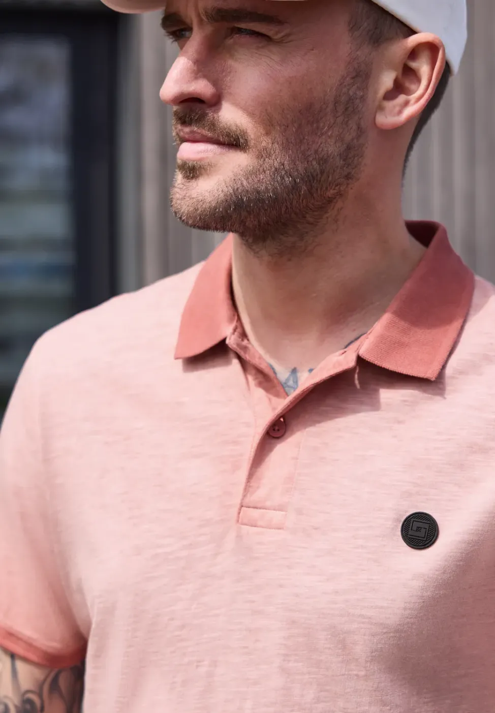 Kurzarm Poloshirt im Garment Dye Look