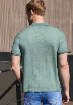 Kurzarm Poloshirt im Garment Dye Look