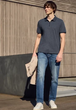 Kurzarm Poloshirt im Melange-Look