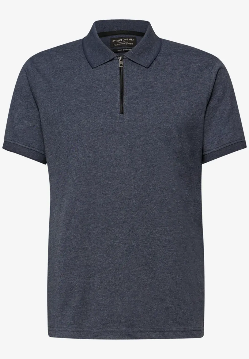 Kurzarm Poloshirt im Melange-Look
