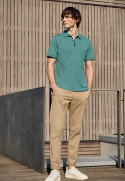 Kurzarm Poloshirt im Melange-Look