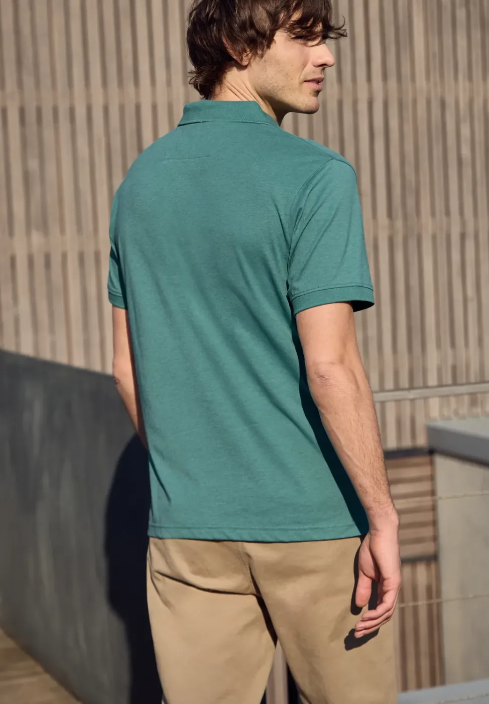 Kurzarm Poloshirt im Melange-Look