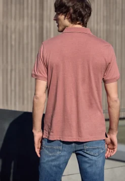 Kurzarm Poloshirt im Melange-Look