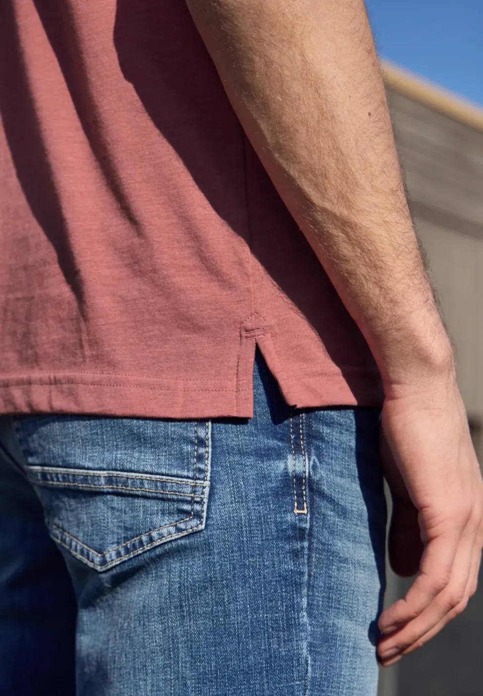 Kurzarm Poloshirt im Melange-Look