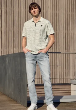 Kurzarm Poloshirt im Space-dye-Look