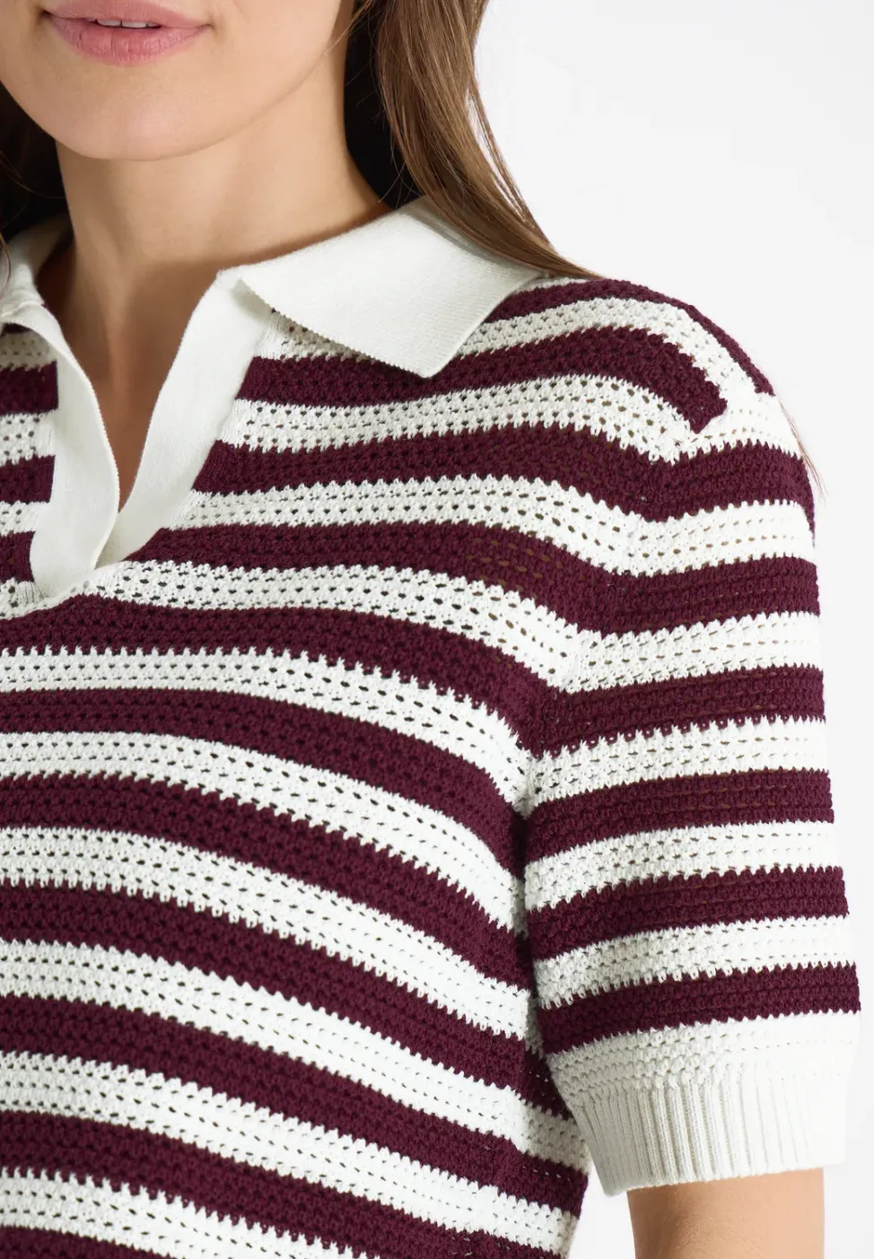 Kurzarm Poloshirt in Crochet-Qualität