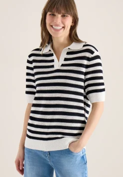 Kurzarm Poloshirt in Crochet-Qualität