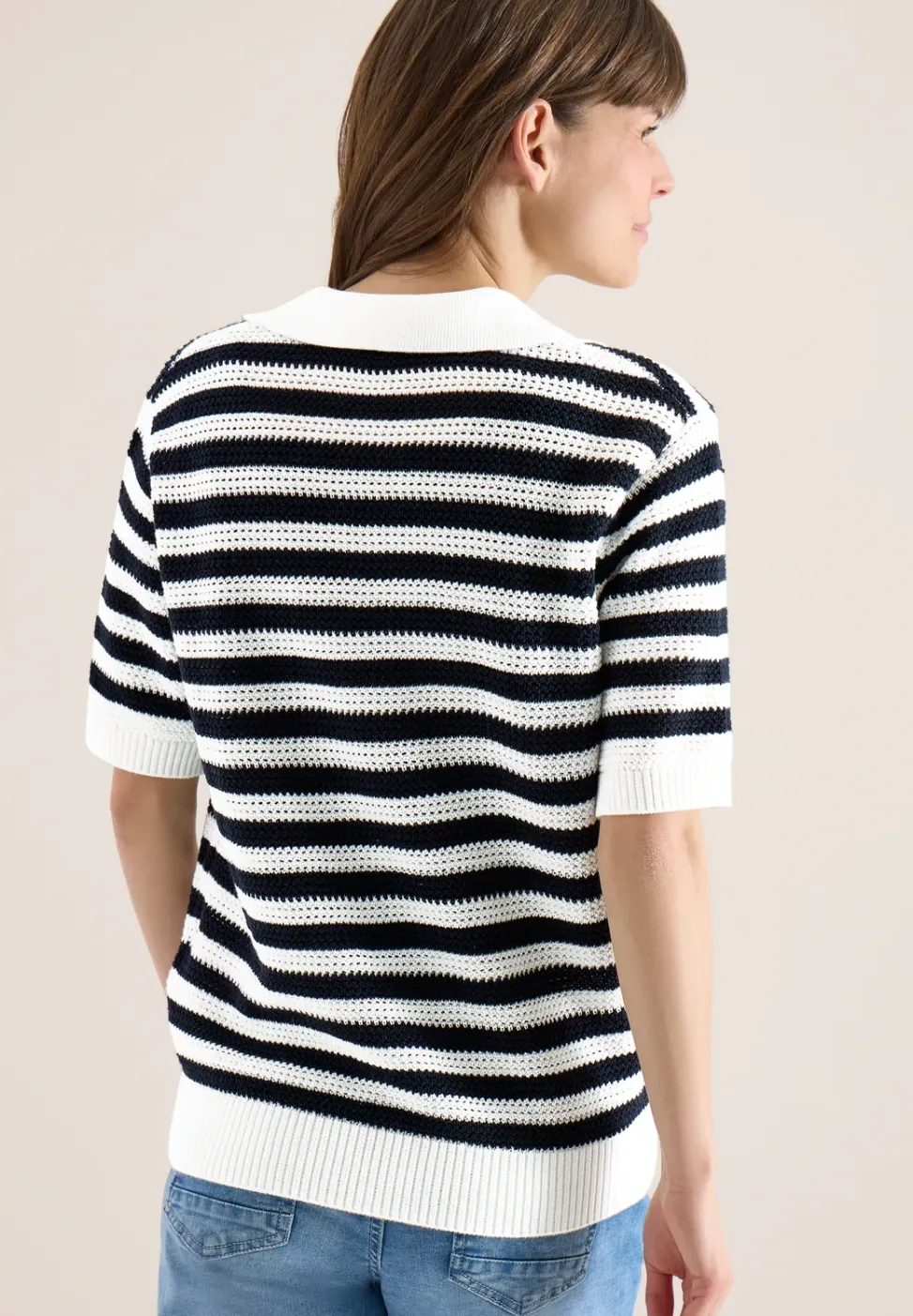 Kurzarm Poloshirt in Crochet-Qualität