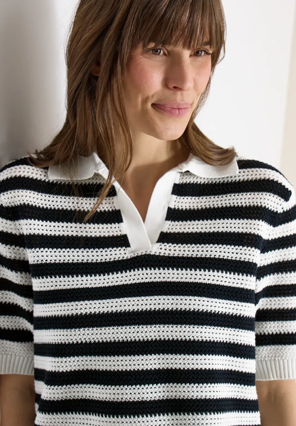 Kurzarm Poloshirt in Crochet-Qualität