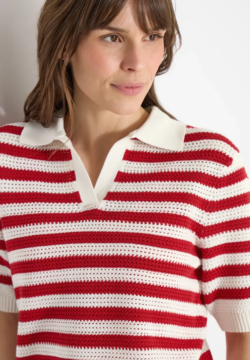 Kurzarm Poloshirt in Crochet-Qualität