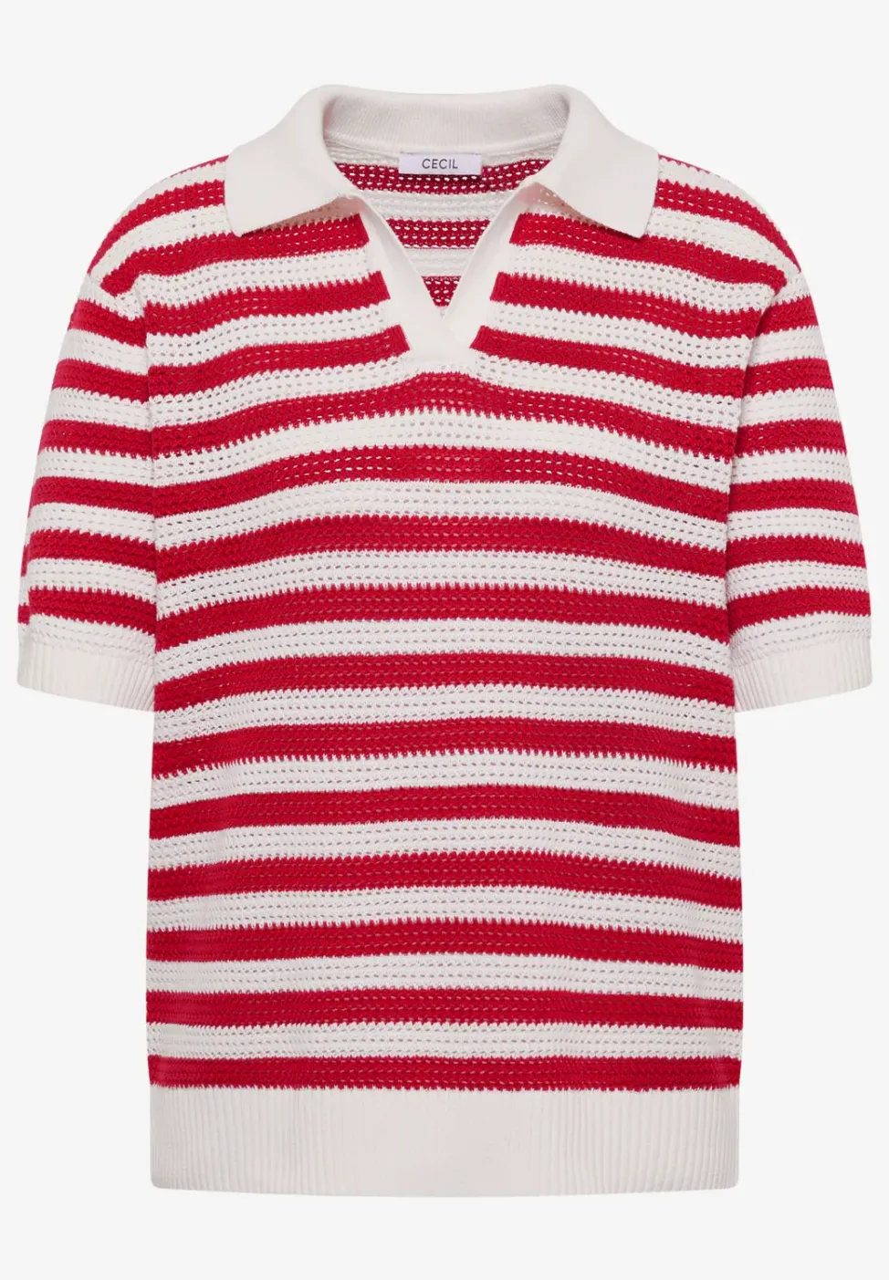 Kurzarm Poloshirt in Crochet-Qualität