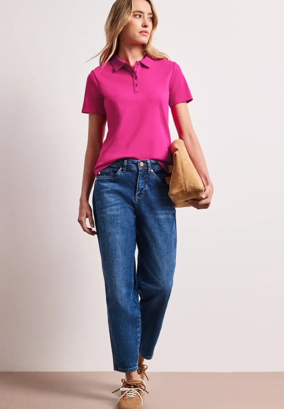 Kurzarm Poloshirt in Rippstruktur