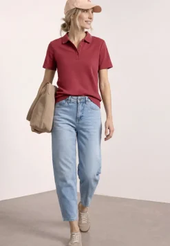 Kurzarm Poloshirt in Rippstruktur