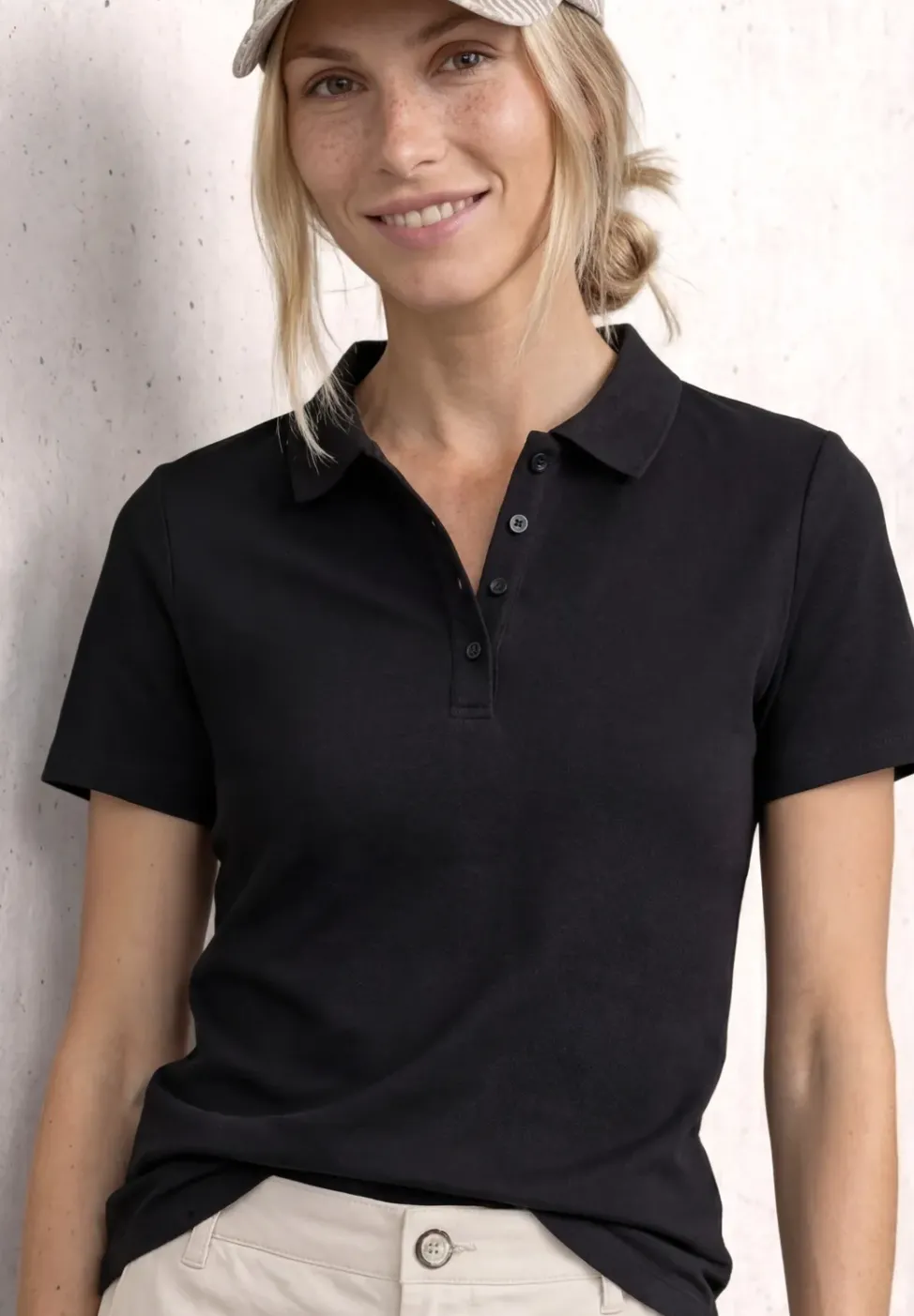 Kurzarm Poloshirt in Rippstruktur