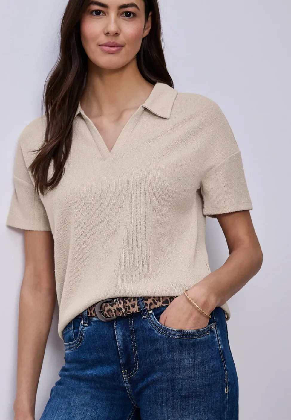 Kurzarm Poloshirt in Unifarbe