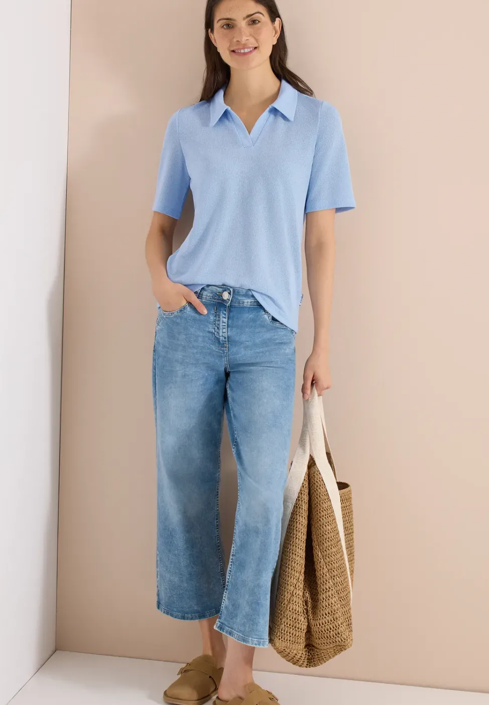 Kurzarm Poloshirt in Unifarbe
