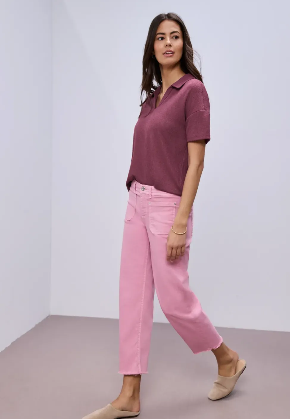 Kurzarm Poloshirt in Unifarbe