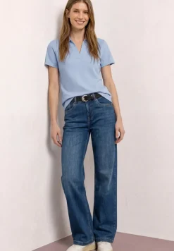 Kurzarm Poloshirt mit Split Neck