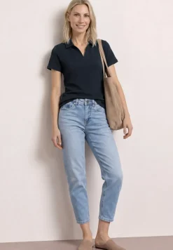 Kurzarm Poloshirt mit Split Neck