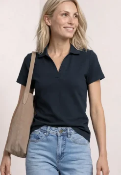 Kurzarm Poloshirt mit Split Neck