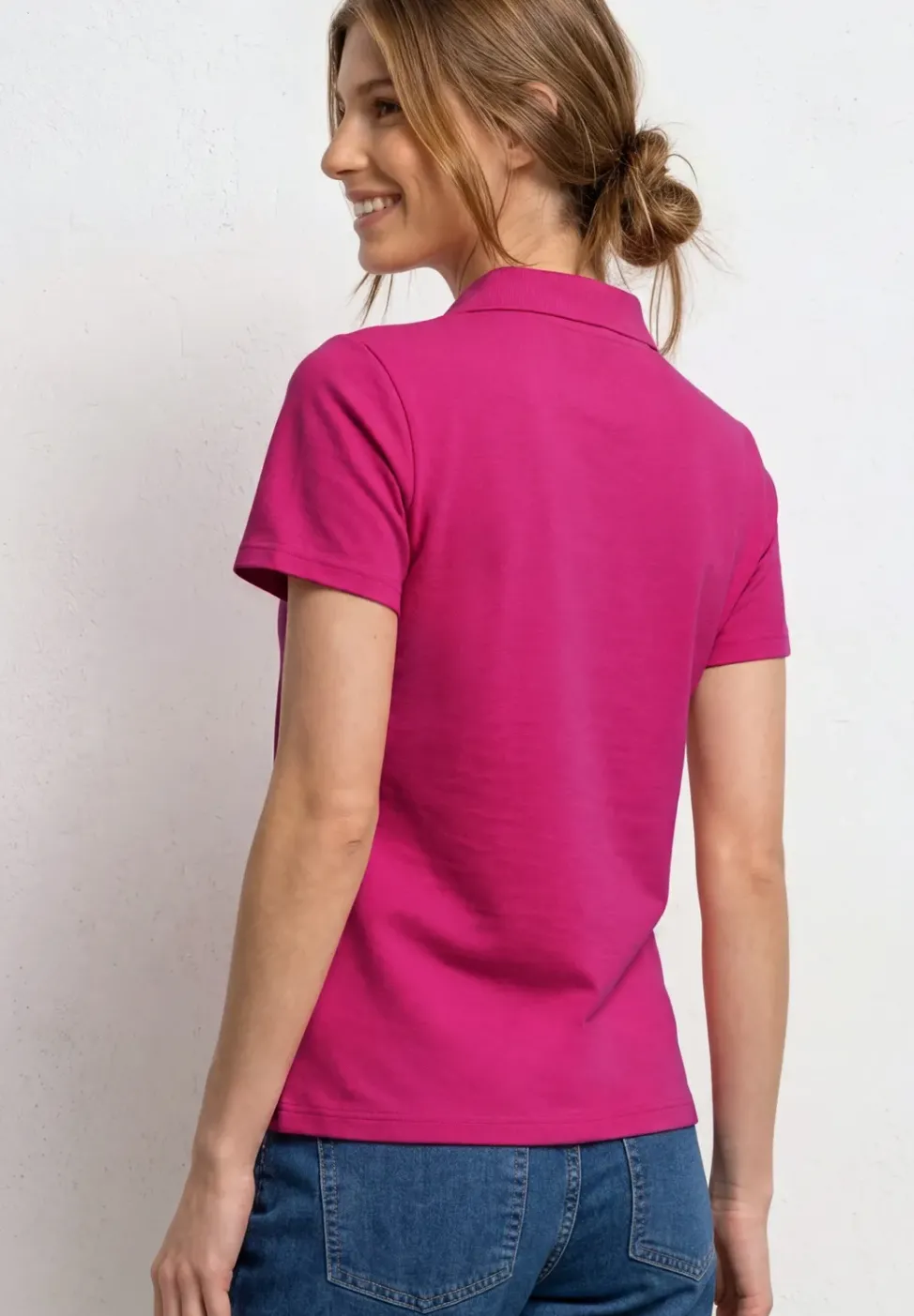 Kurzarm Poloshirt mit Split Neck