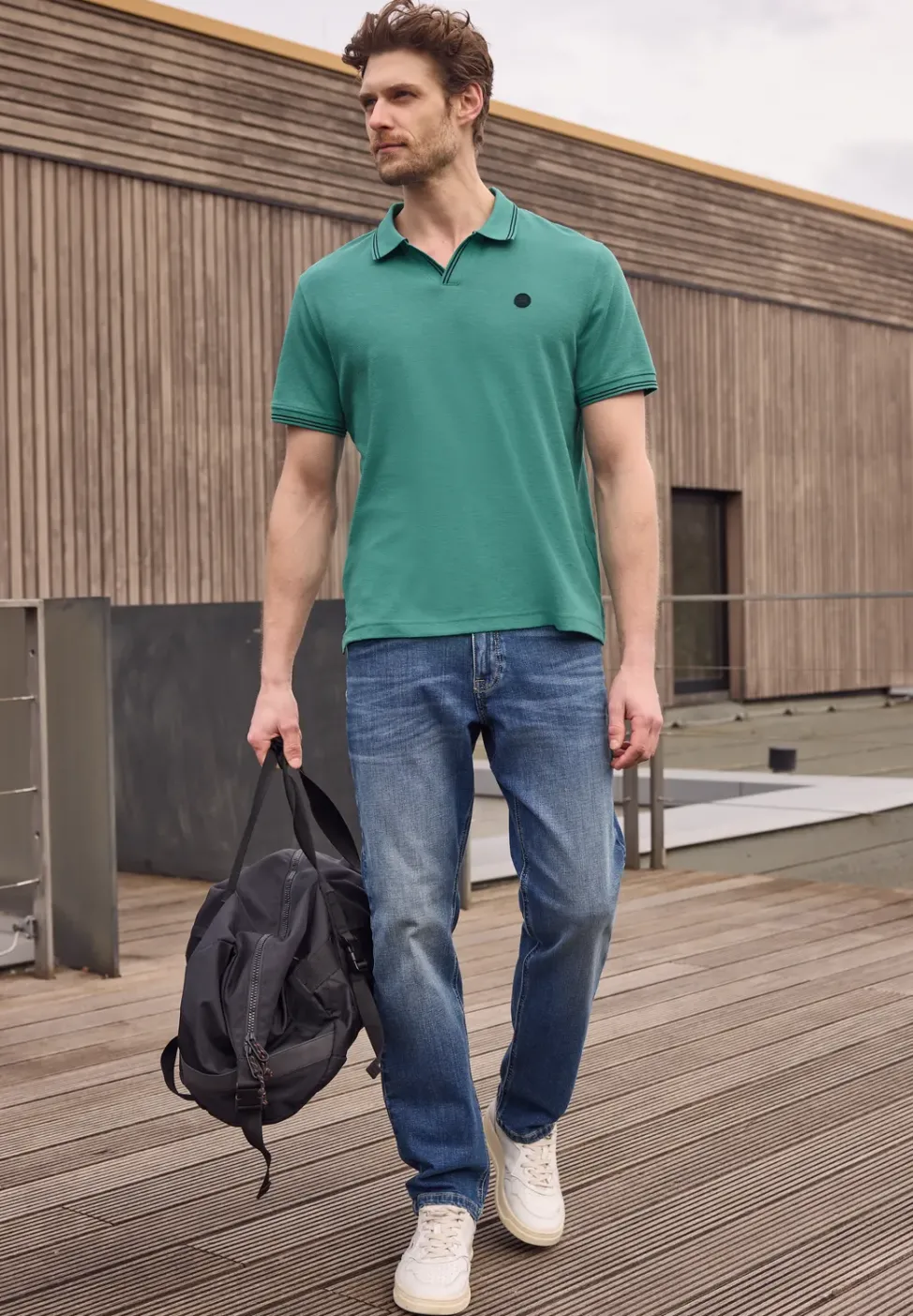 Kurzarm Poloshirt mit Struktur