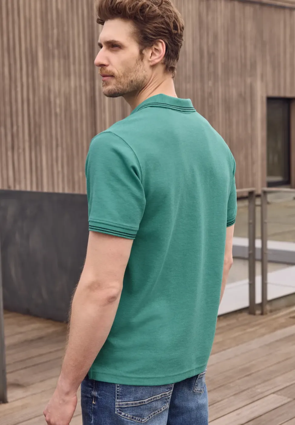 Kurzarm Poloshirt mit Struktur
